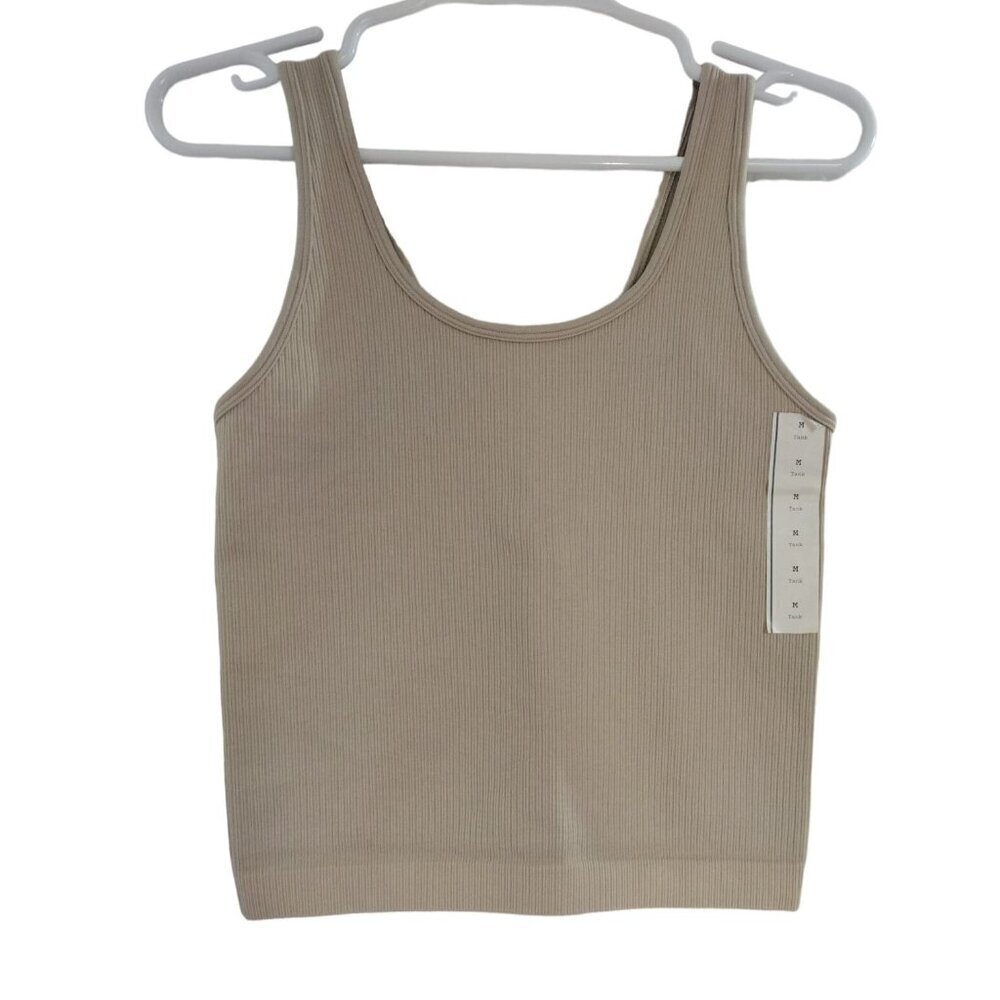 A New Day, Sleeveless blouse,T-shirt style, for women, Polyester, Spandex, Beige